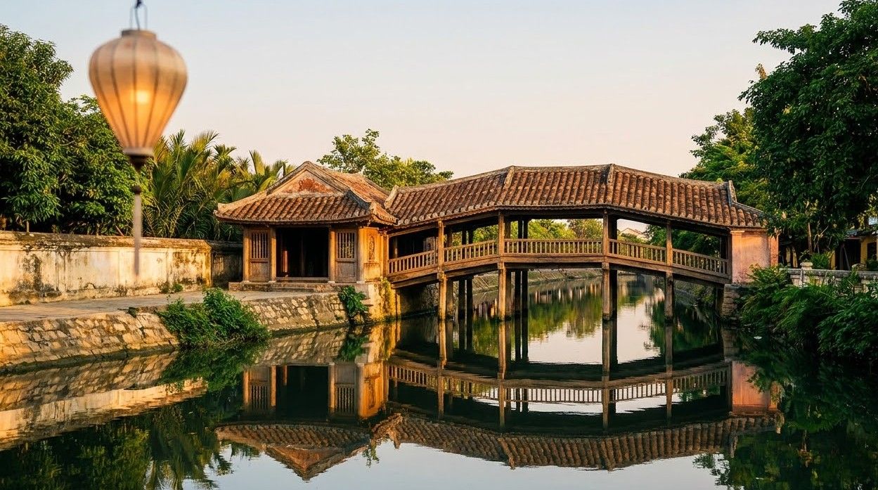 The Japanese Covered Bridge in Hoi An in late-afternoon light