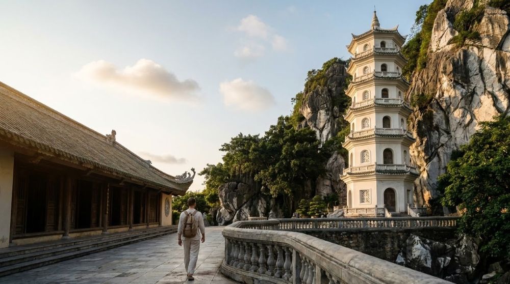 Linh Ung pagoda on the terrace of Thuy Son in the Marble Mountains
